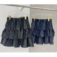 Mixed Layer Pattern Demin Skirt